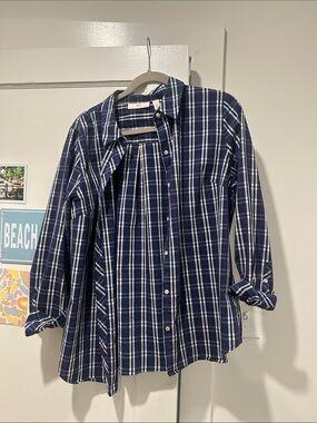 1901 Navy and White Plaid Button-Down Shirt for Kids
